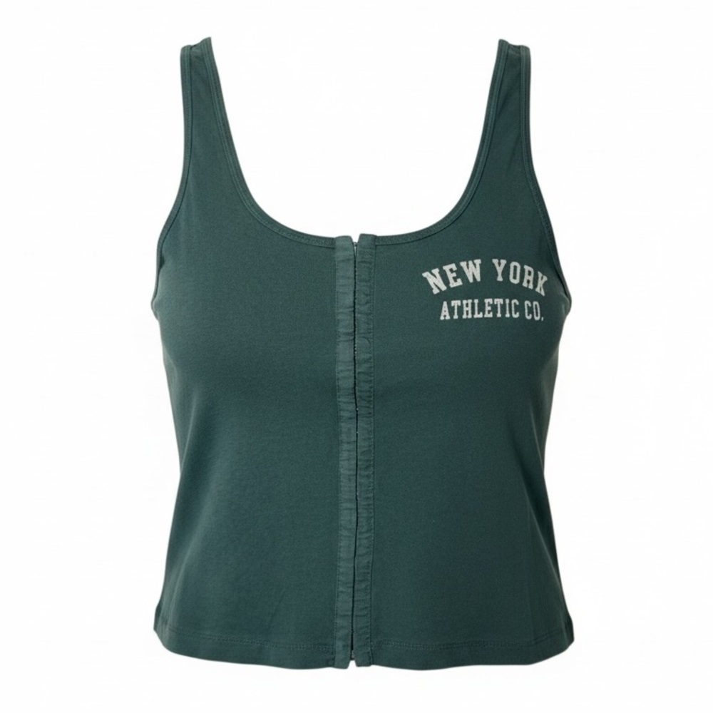 Pilcro Anthropologie Tank Top Green Button Front Summer Crop Medium NWT - Picture 9 of 14